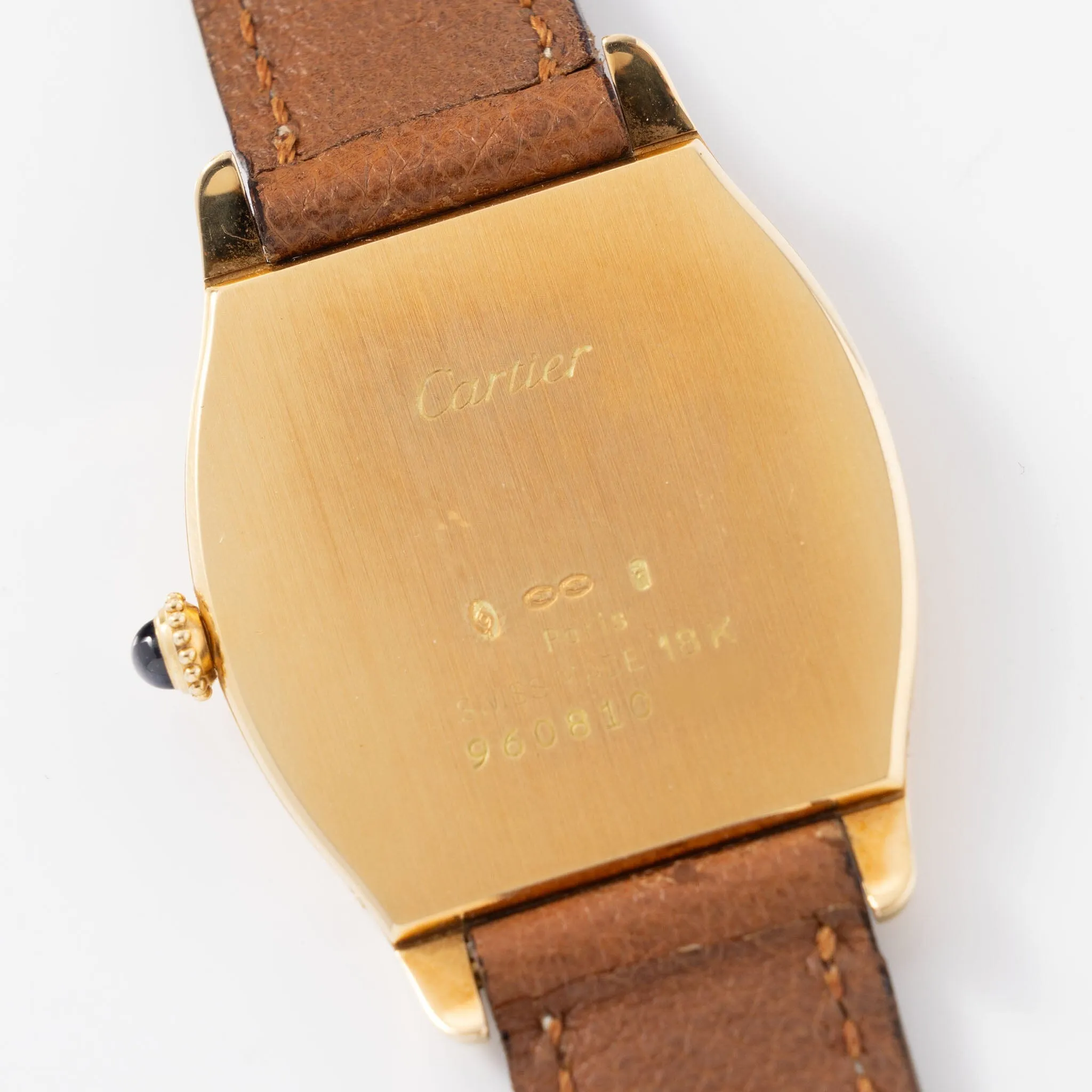 Ultra-Thin Cartier Tortue Watch in 18kt Yellow Gold with Box and Papers