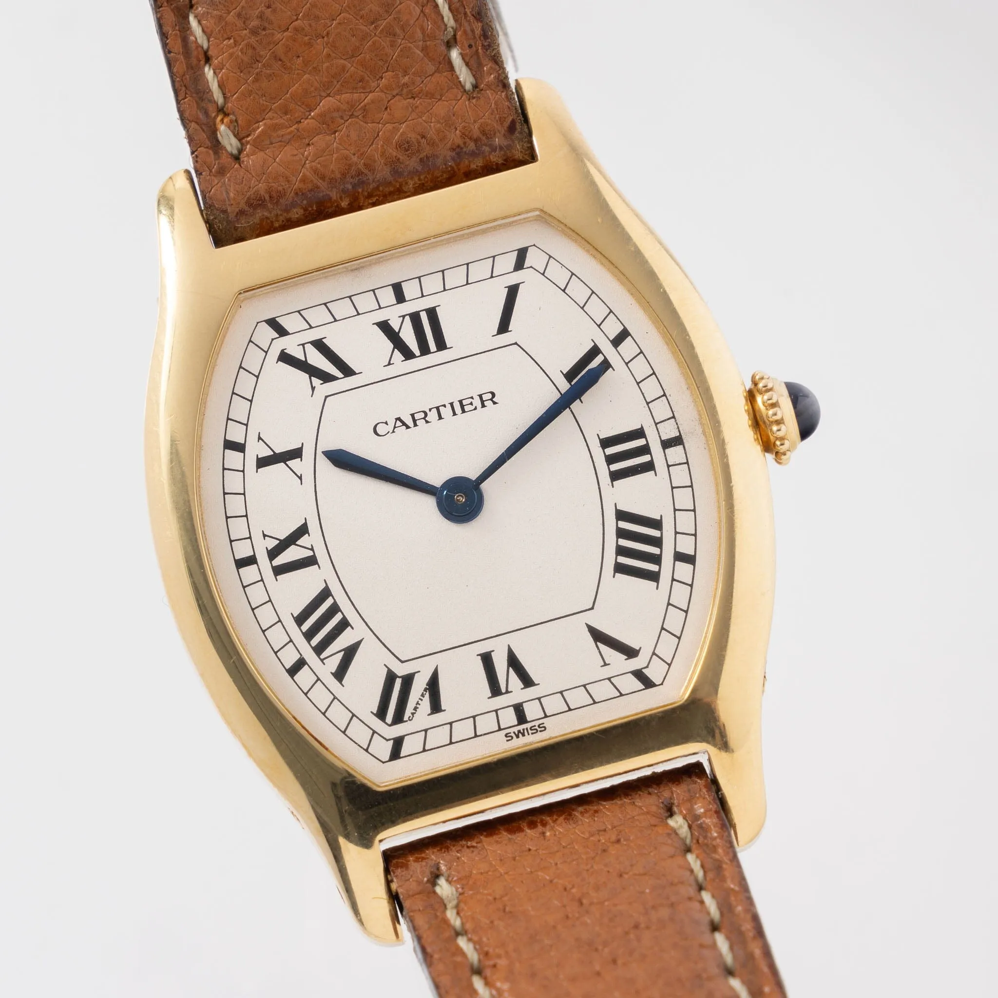 Ultra-Thin Cartier Tortue Watch in 18kt Yellow Gold with Box and Papers