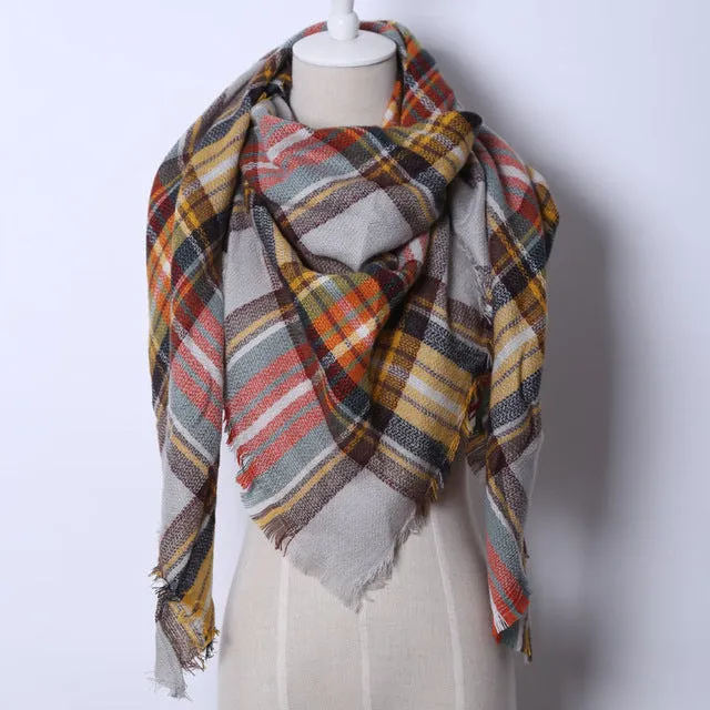 Cashmere Autumn Plaid Wool Scarves Blanket