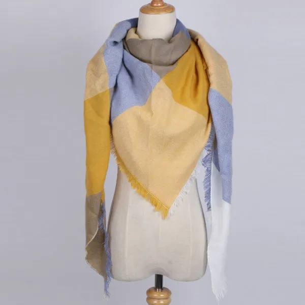Cashmere Autumn Plaid Wool Scarves Blanket