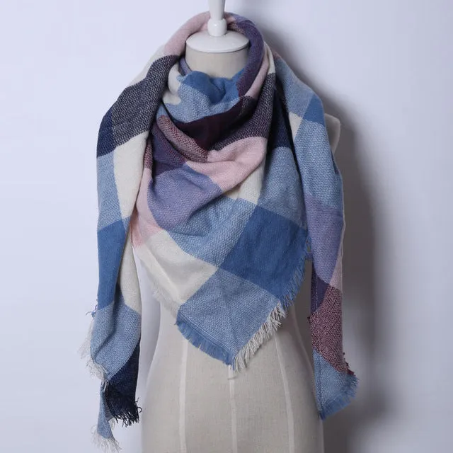 Cashmere Autumn Plaid Wool Scarves Blanket