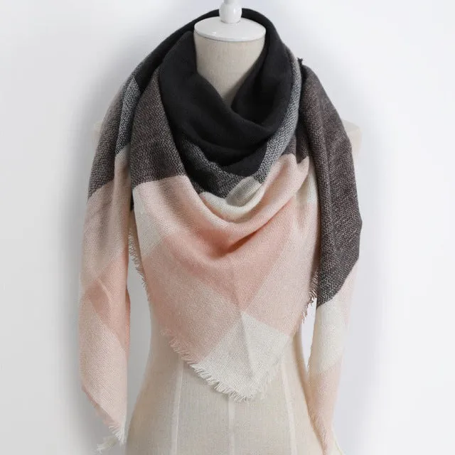 Cashmere Autumn Plaid Wool Scarves Blanket