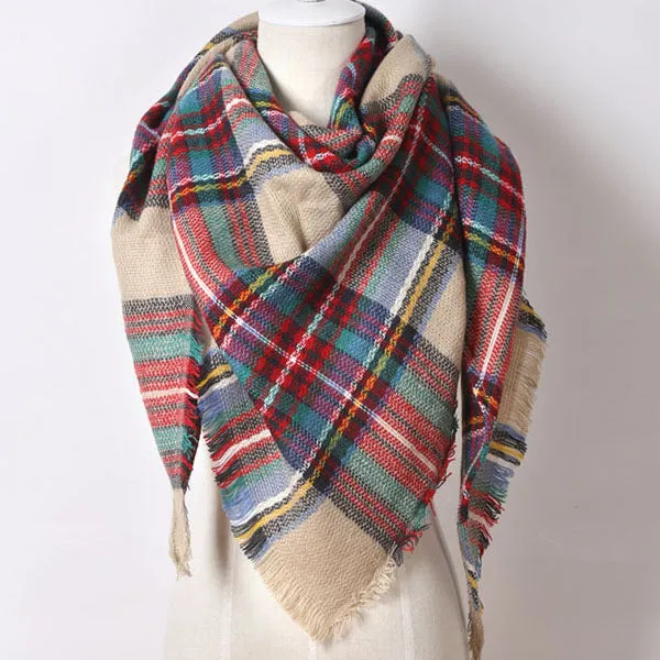 Cashmere Autumn Plaid Wool Scarves Blanket