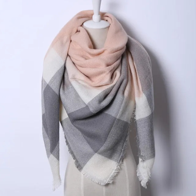 Cashmere Autumn Plaid Wool Scarves Blanket