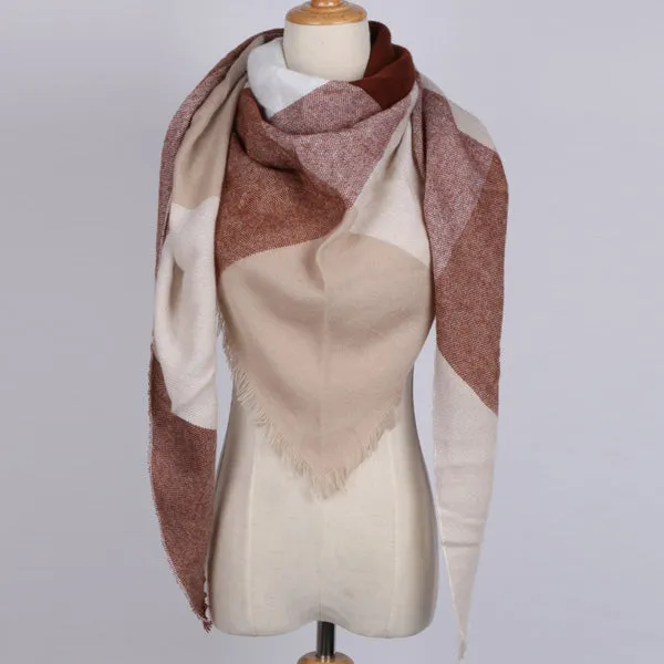 Cashmere Autumn Plaid Wool Scarves Blanket