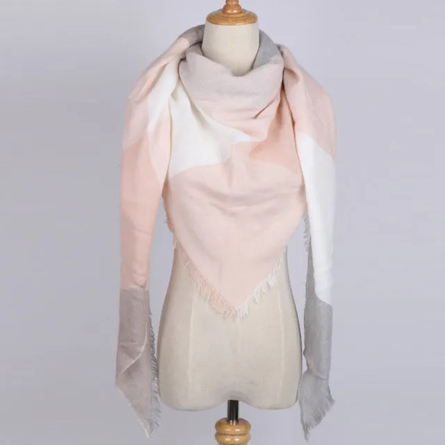 Cashmere Autumn Plaid Wool Scarves Blanket