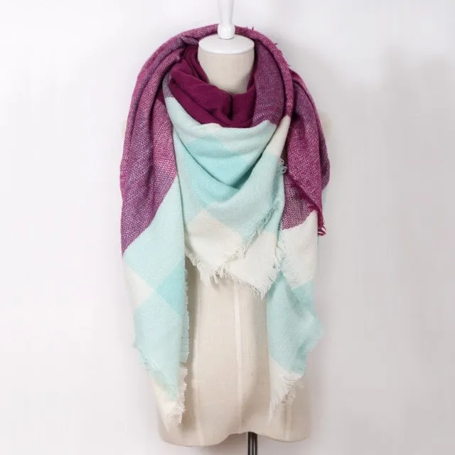 Cashmere Autumn Plaid Wool Scarves Blanket