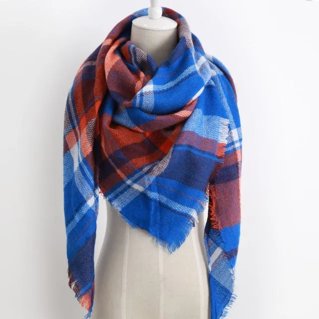 Cashmere Autumn Plaid Wool Scarves Blanket