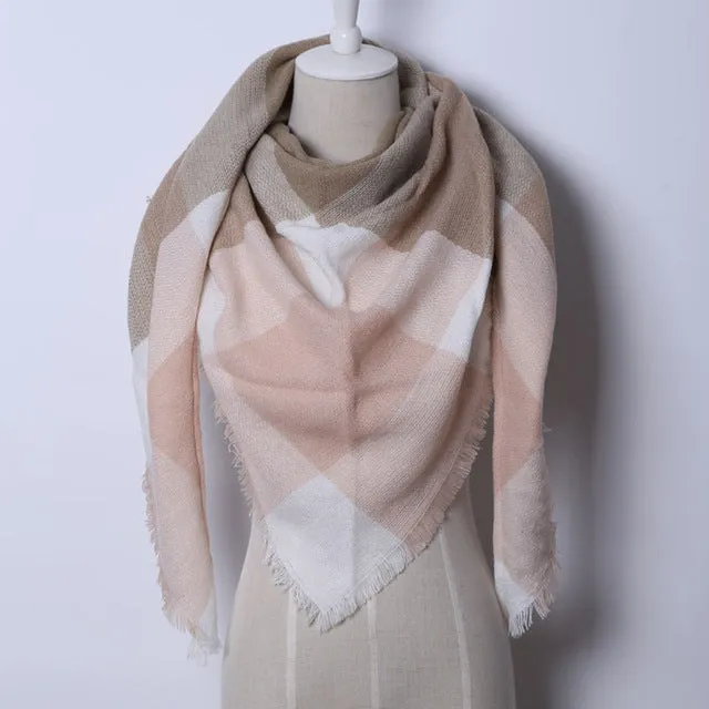 Cashmere Autumn Plaid Wool Scarves Blanket