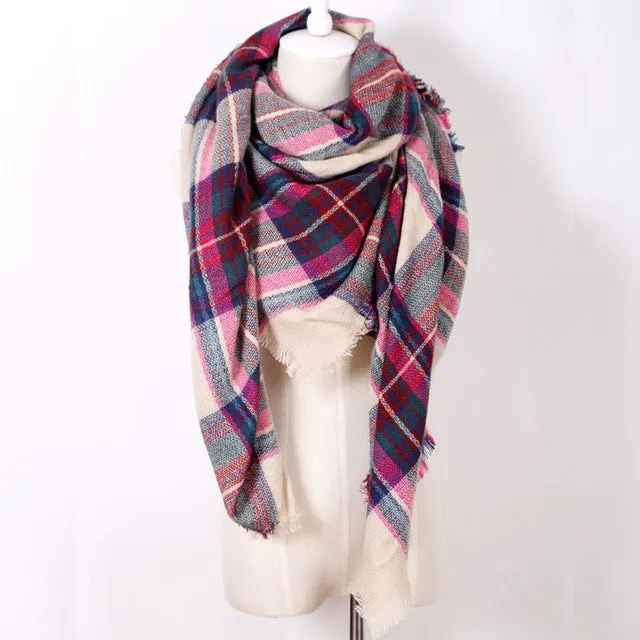 Cashmere Autumn Plaid Wool Scarves Blanket