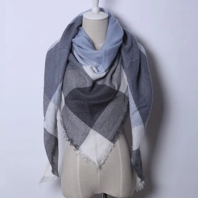 Cashmere Autumn Plaid Wool Scarves Blanket