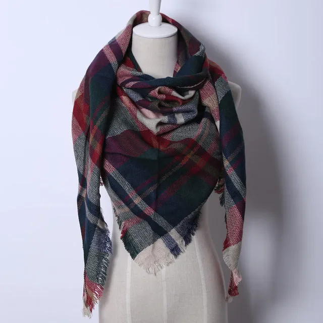 Cashmere Autumn Plaid Wool Scarves Blanket