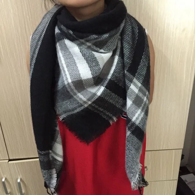 Cashmere Autumn Plaid Wool Scarves Blanket