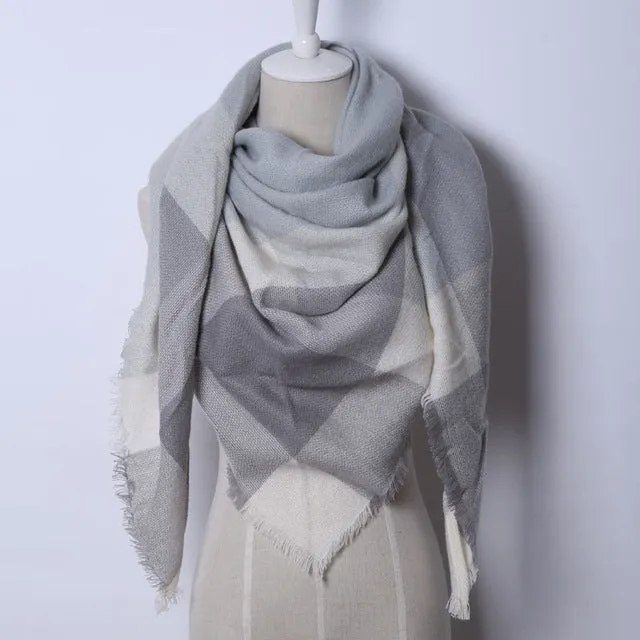 Cashmere Autumn Plaid Wool Scarves Blanket