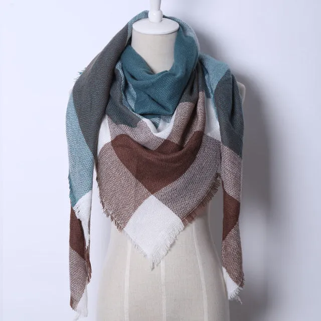 Cashmere Autumn Plaid Wool Scarves Blanket