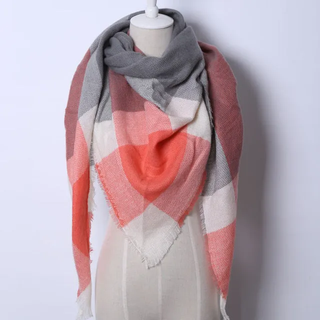 Cashmere Autumn Plaid Wool Scarves Blanket