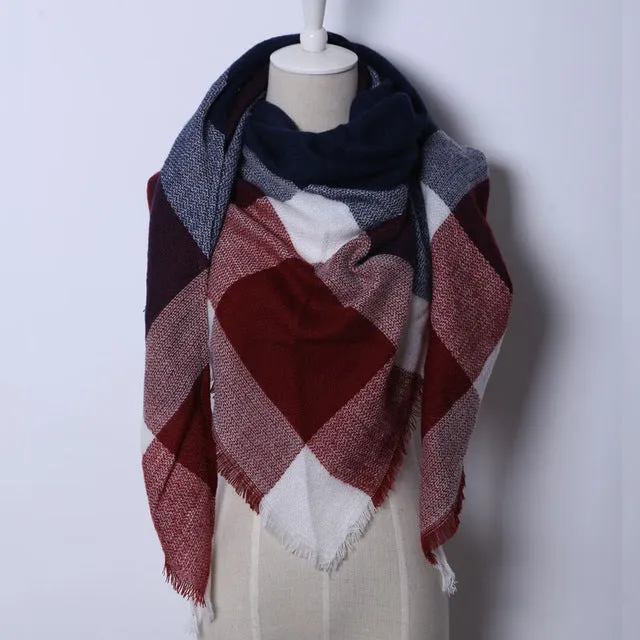 Cashmere Autumn Plaid Wool Scarves Blanket