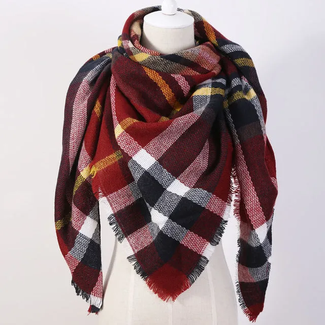 Cashmere Autumn Plaid Wool Scarves Blanket