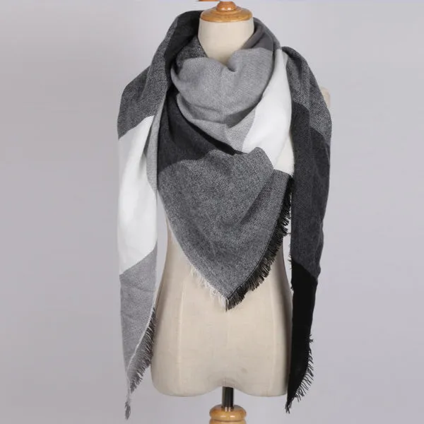 Cashmere Autumn Plaid Wool Scarves Blanket