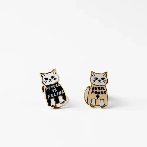 Cat Gurrrl Power Stud Earrings