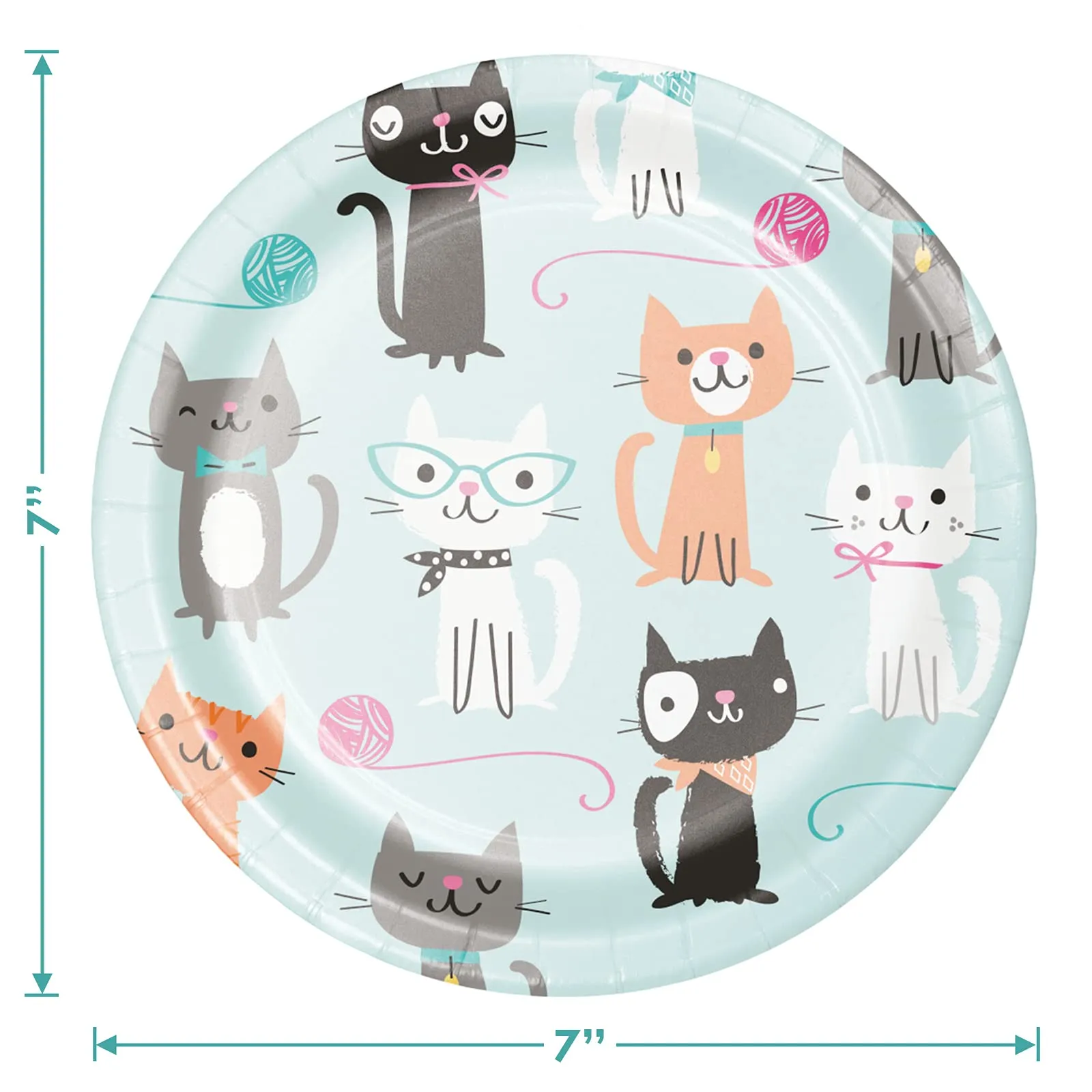 Cat Party Supplies - Assorted Kitty Paper Dessert Plates, Beverage Napkins, and Forks (Serves 16)