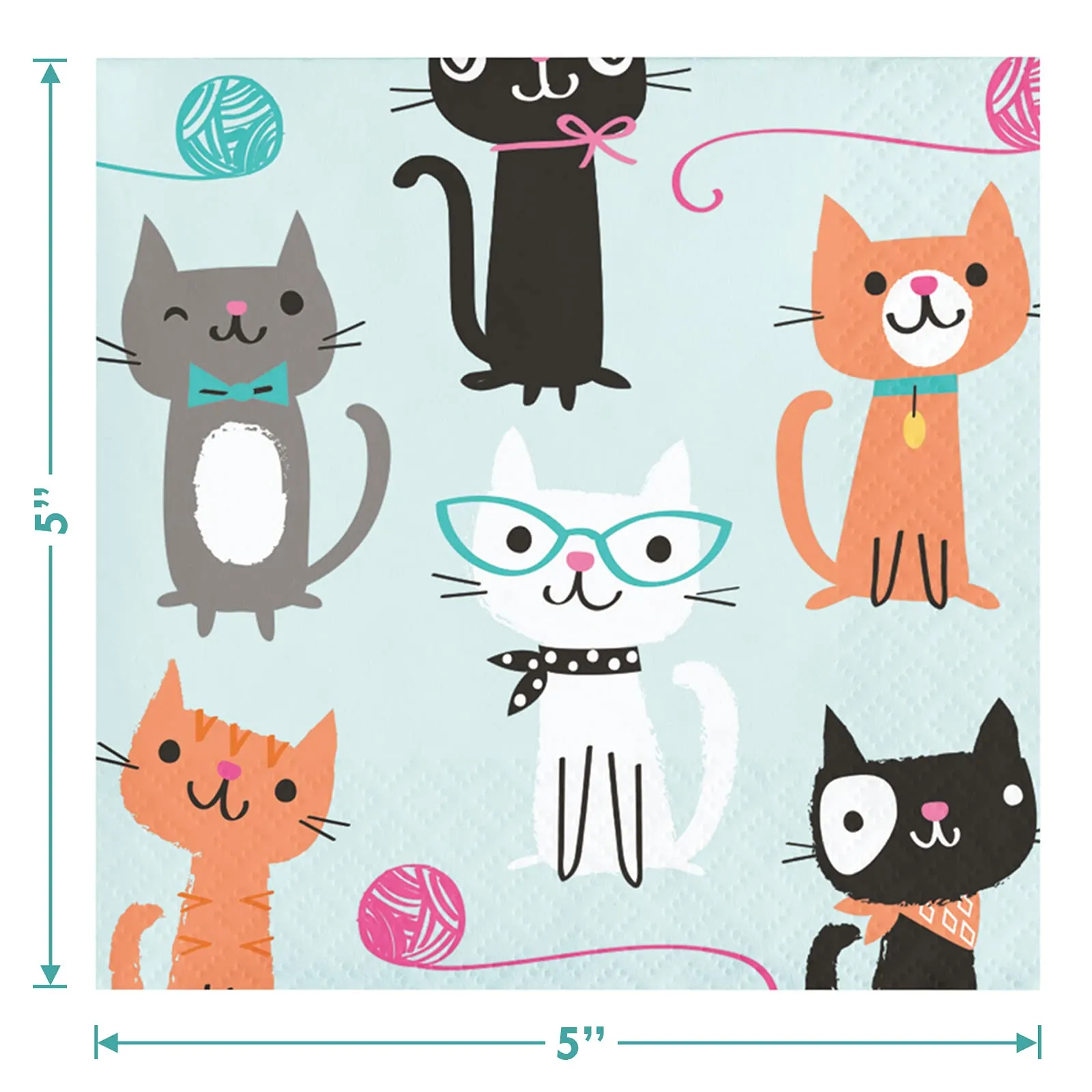 Cat Party Supplies - Assorted Kitty Paper Dessert Plates, Beverage Napkins, and Forks (Serves 16)