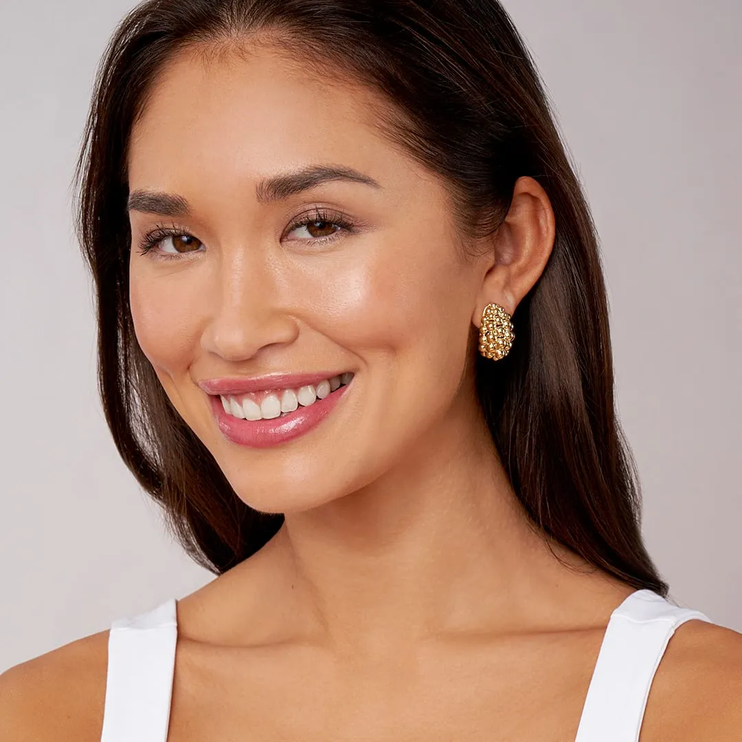 Caviar Gold Large 18K Gold Omega Clip Earrings