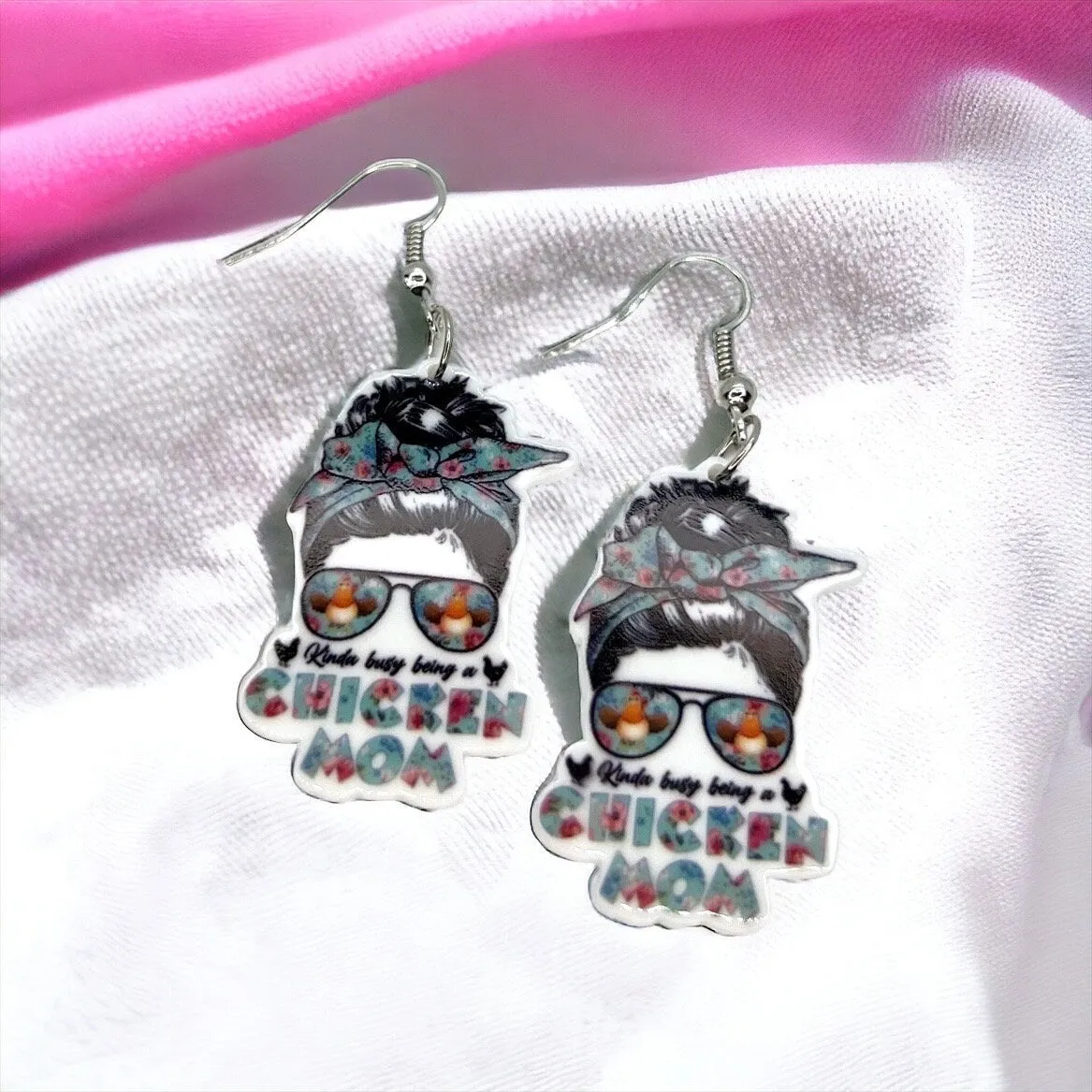 Chicken Mom Earrings - Rooster Jewelry, Handmade Earrings, Handmade Jewelry, Animal Earrings, Animal Jewelry, Chicken Earrings, Chicken Mom