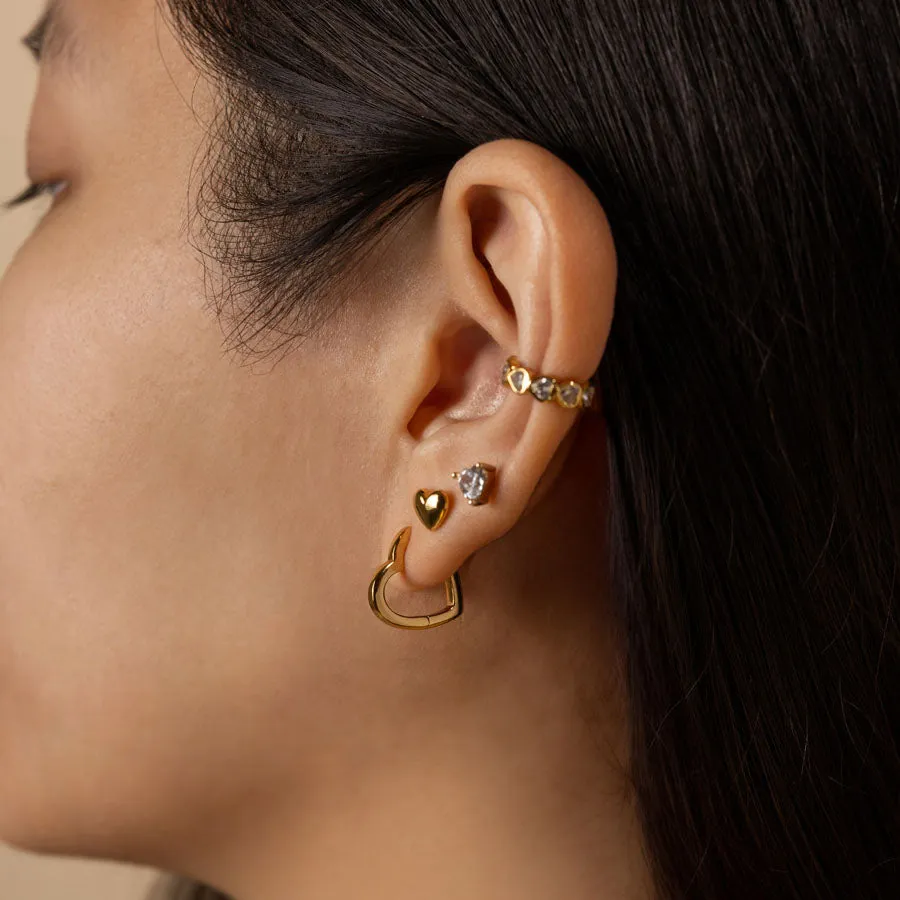 Classic Heart Gold 12mm Huggie Earrings