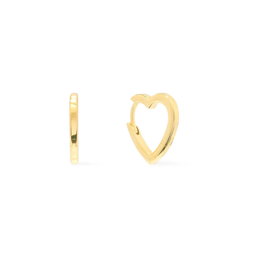 Classic Heart Gold 12mm Huggie Earrings