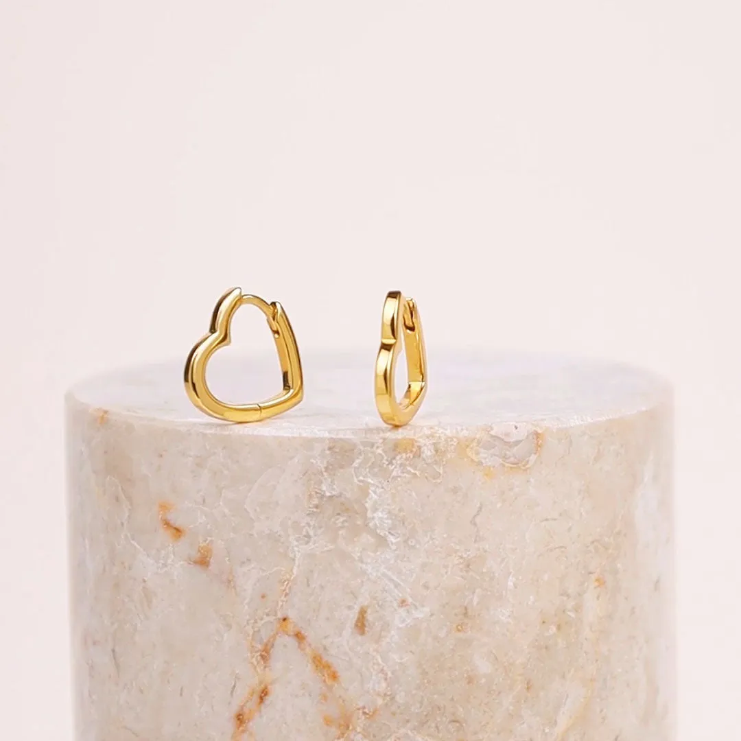 Classic Heart Gold 12mm Huggie Earrings