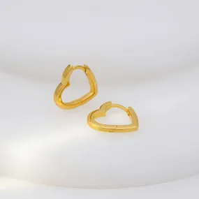 Classic Heart Gold 12mm Huggie Earrings
