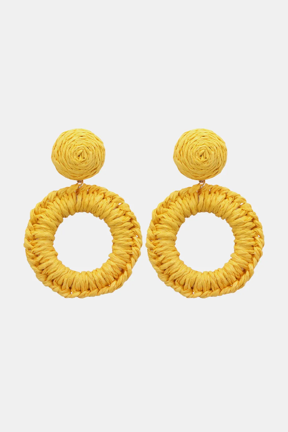 Colorful Modern Round Raffia Grass Dangle Earrings