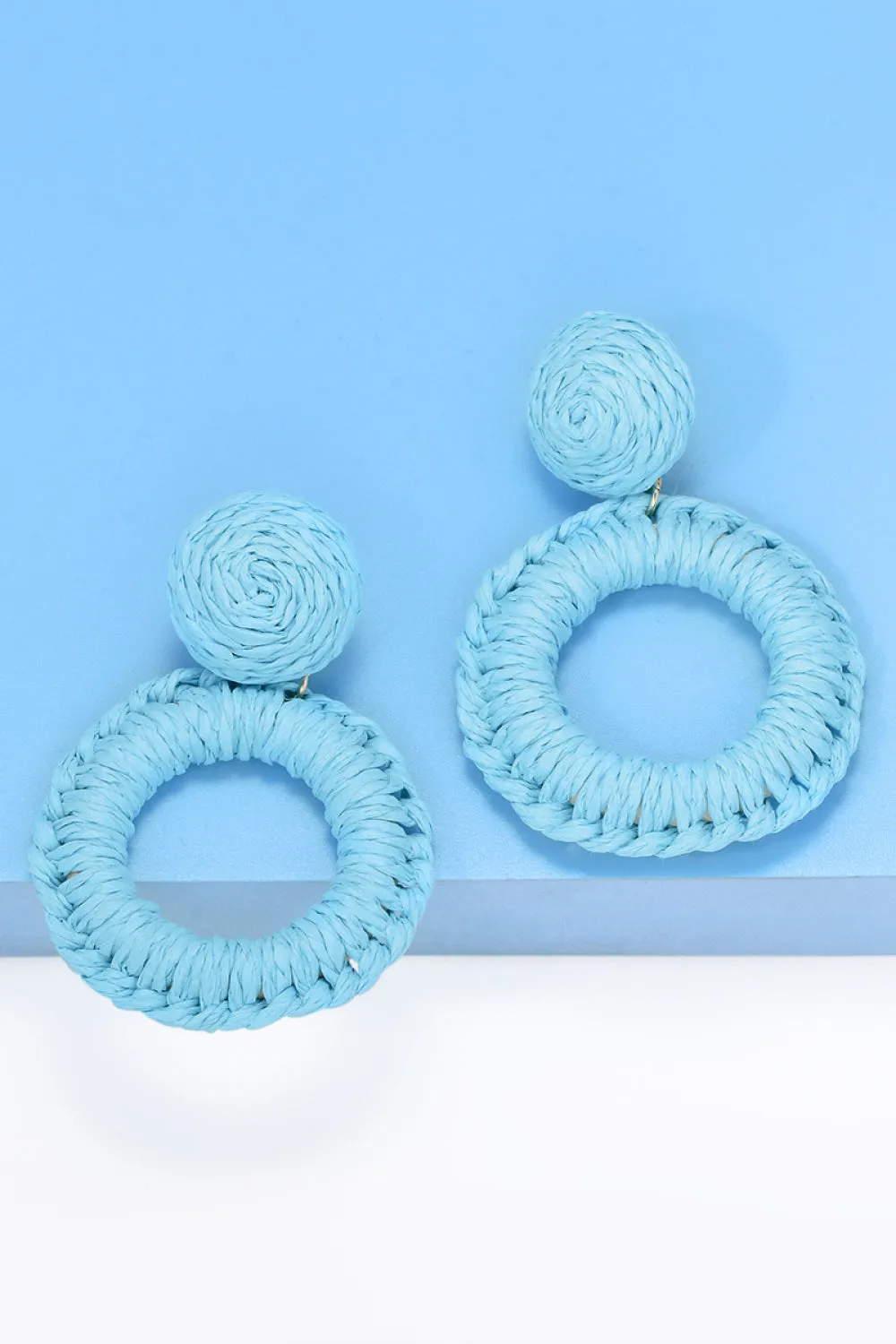 Colorful Modern Round Raffia Grass Dangle Earrings