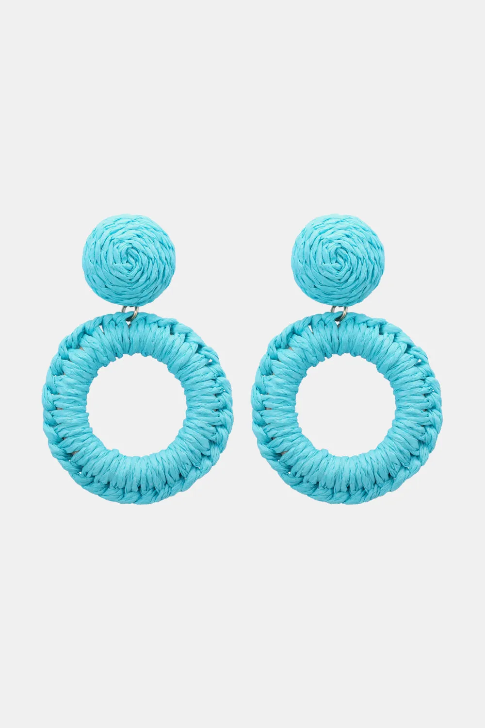 Colorful Modern Round Raffia Grass Dangle Earrings
