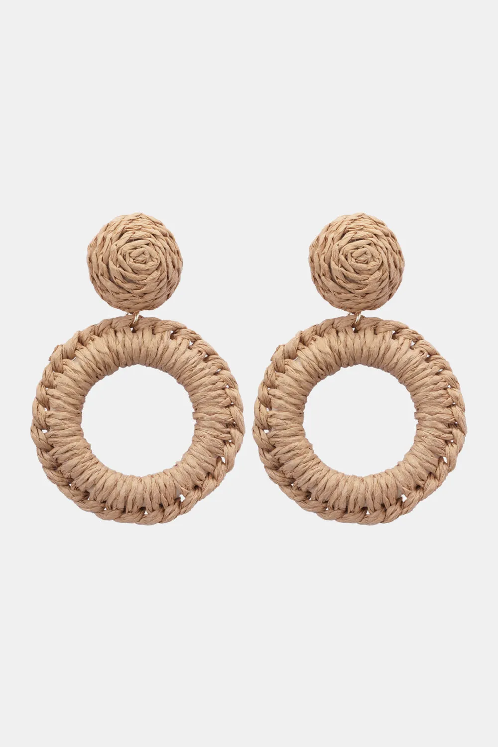 Colorful Modern Round Raffia Grass Dangle Earrings