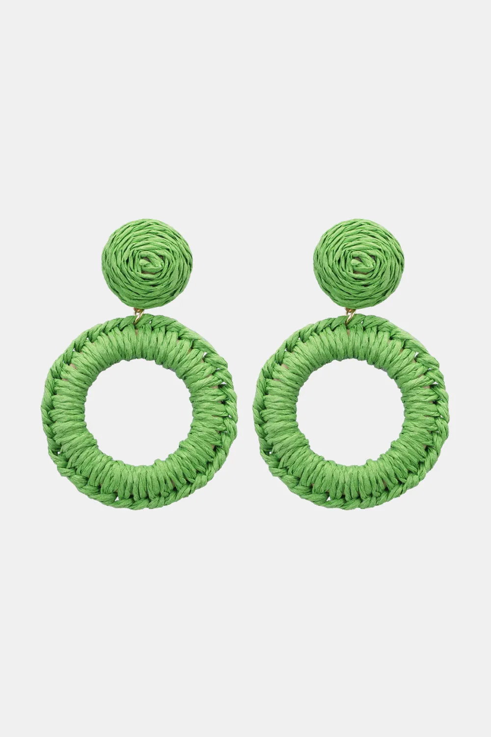 Colorful Modern Round Raffia Grass Dangle Earrings