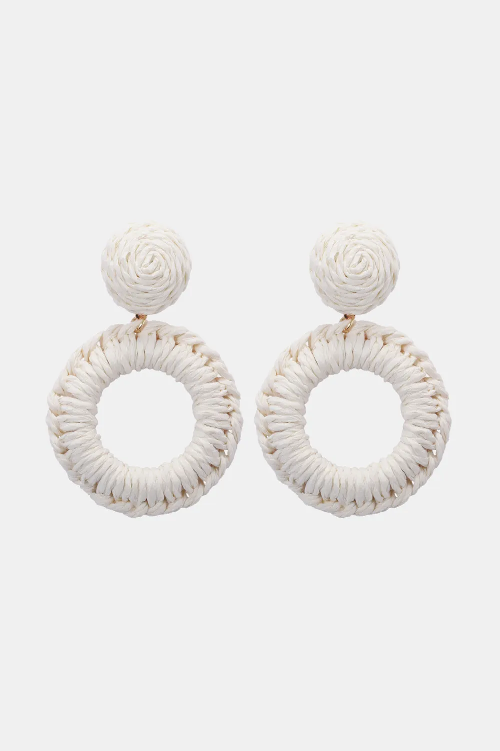 Colorful Modern Round Raffia Grass Dangle Earrings