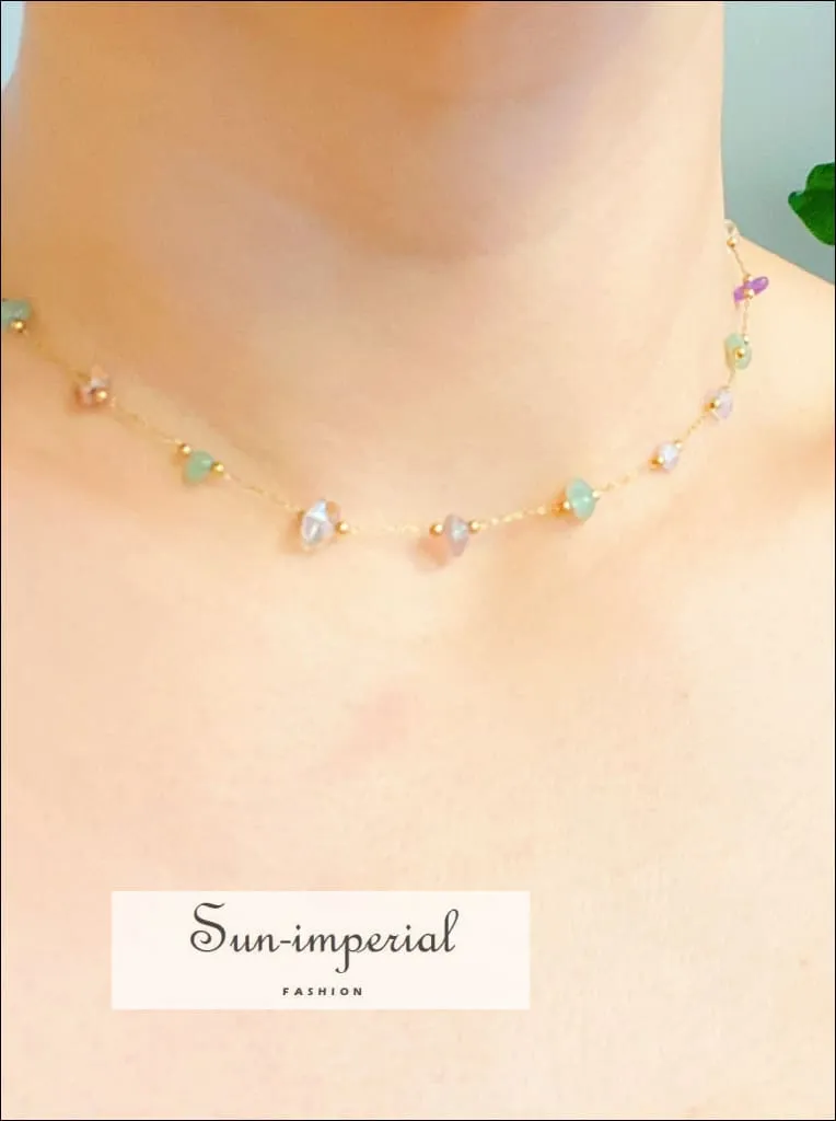 Colorful Pebble Stone Necklace