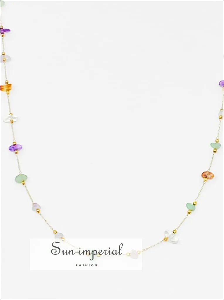 Colorful Pebble Stone Necklace