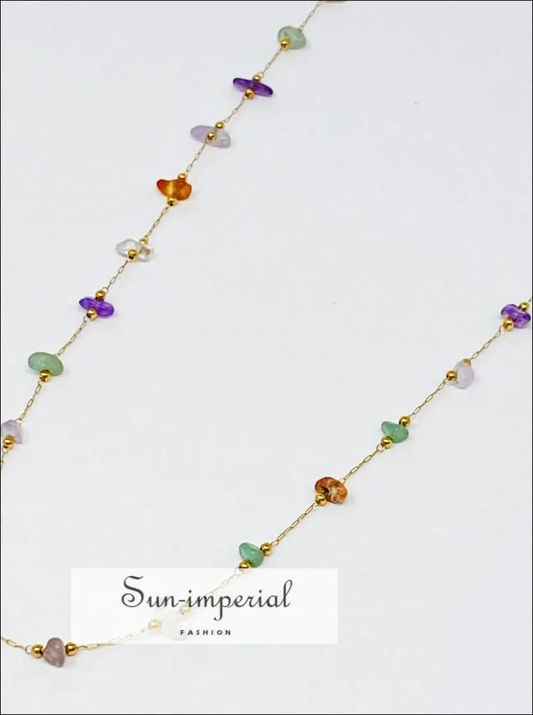 Colorful Pebble Stone Necklace
