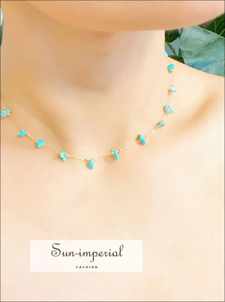 Colorful Pebble Stone Necklace