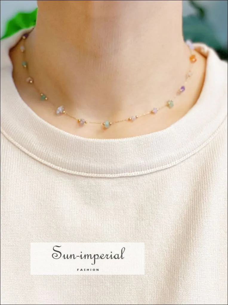 Colorful Pebble Stone Necklace