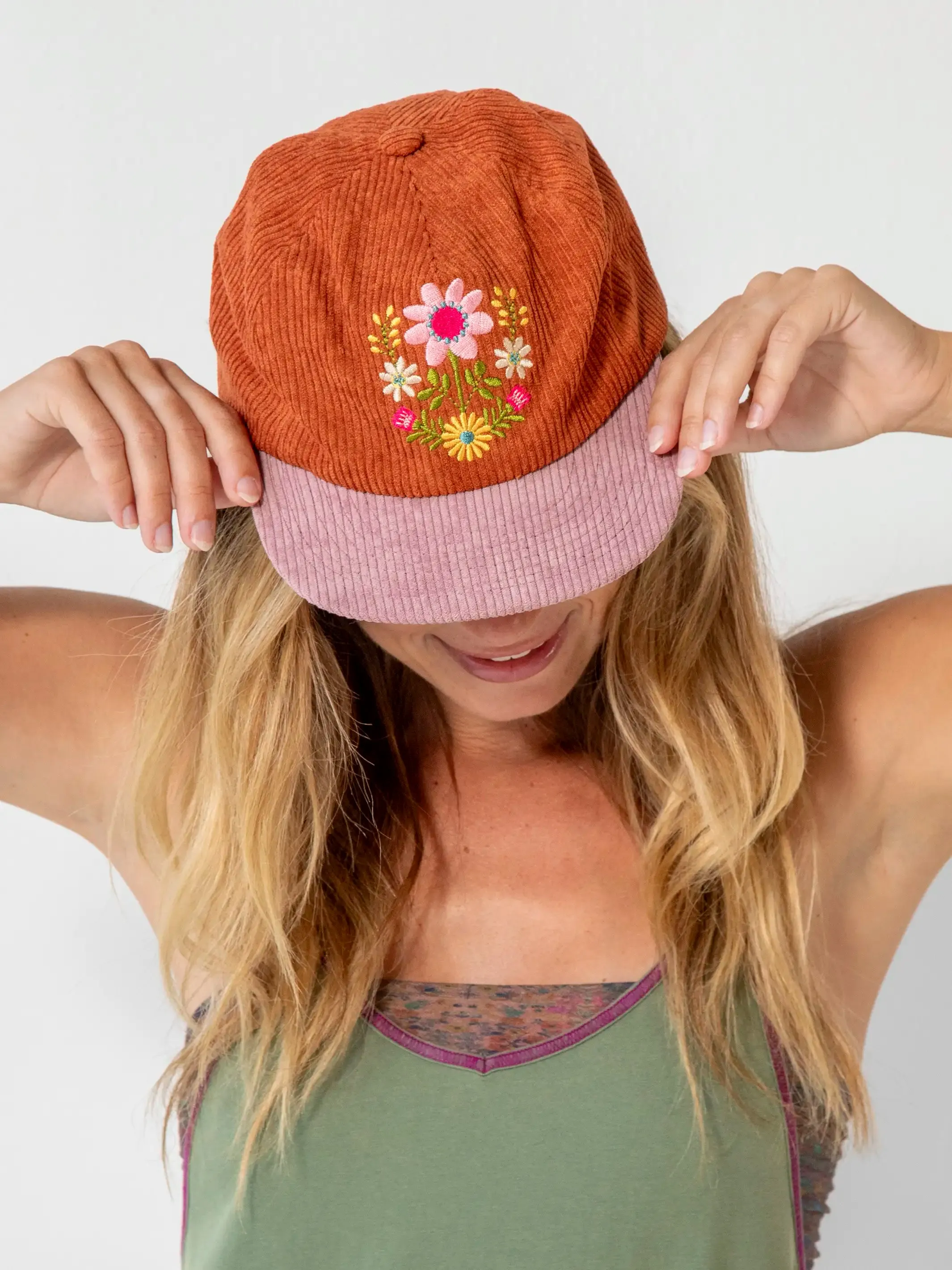 Corduroy Snapback - Folk Floral