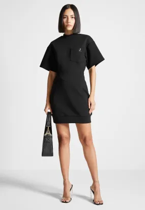 Chic Black Corset-Style T-Shirt Dress for Effortless Elegance