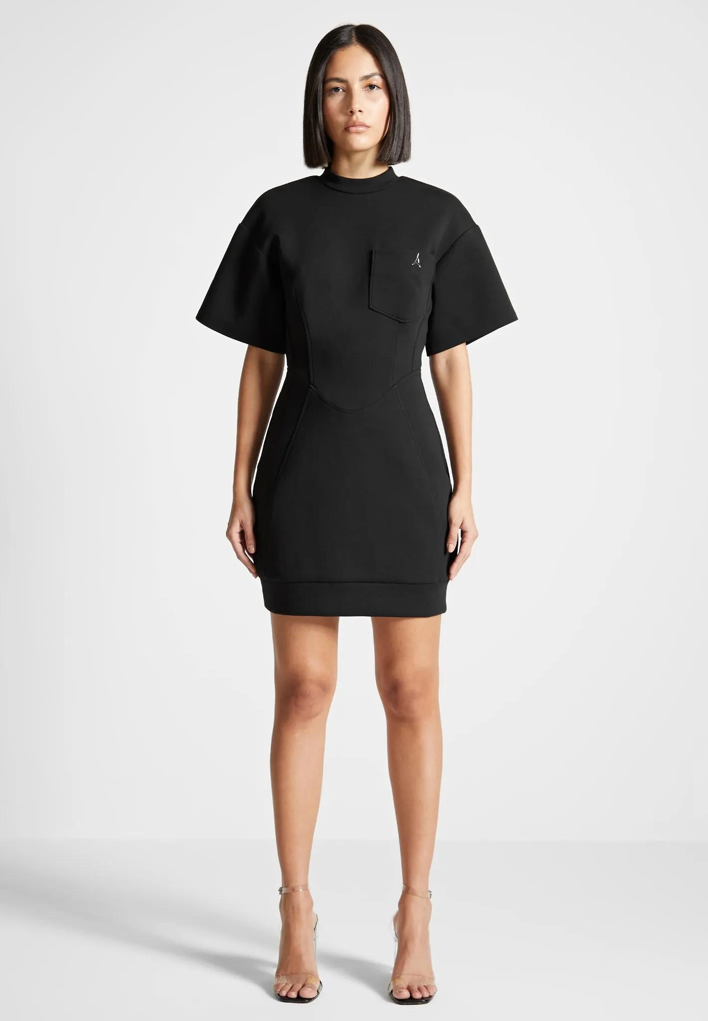 Chic Black Corset-Style T-Shirt Dress for Effortless Elegance