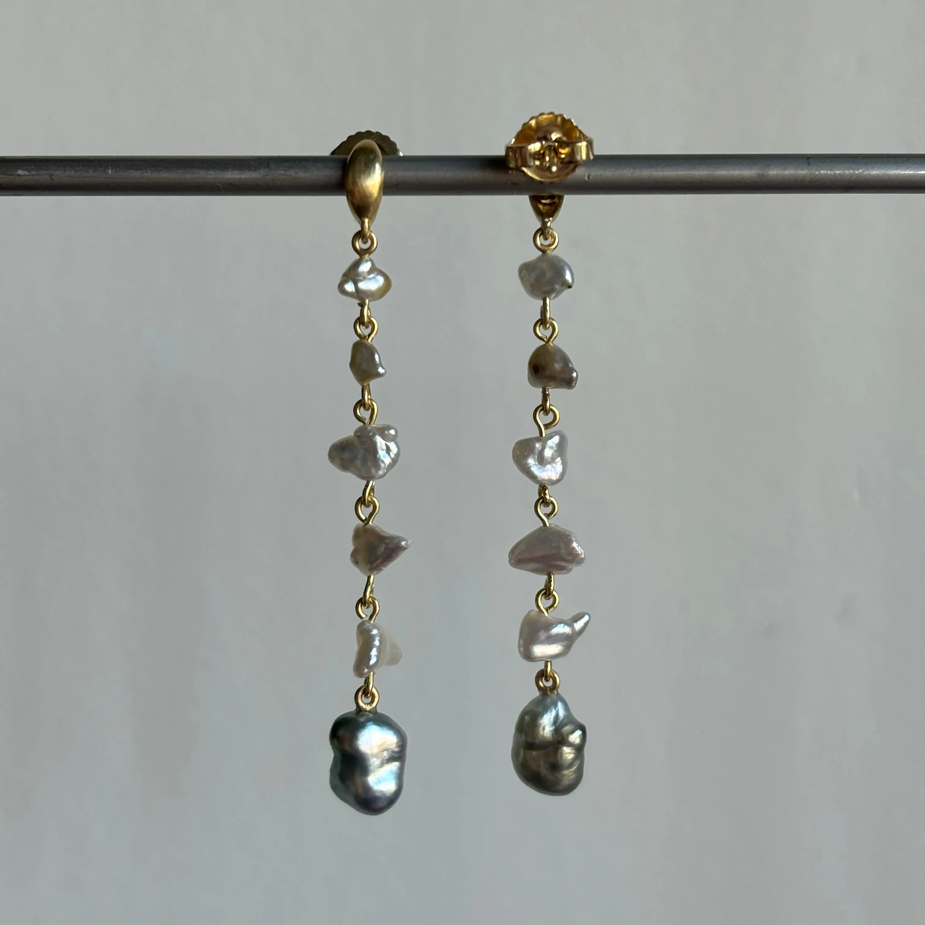 Crescent South Sea & Akoya Keshi Pearl Cascade Earrings