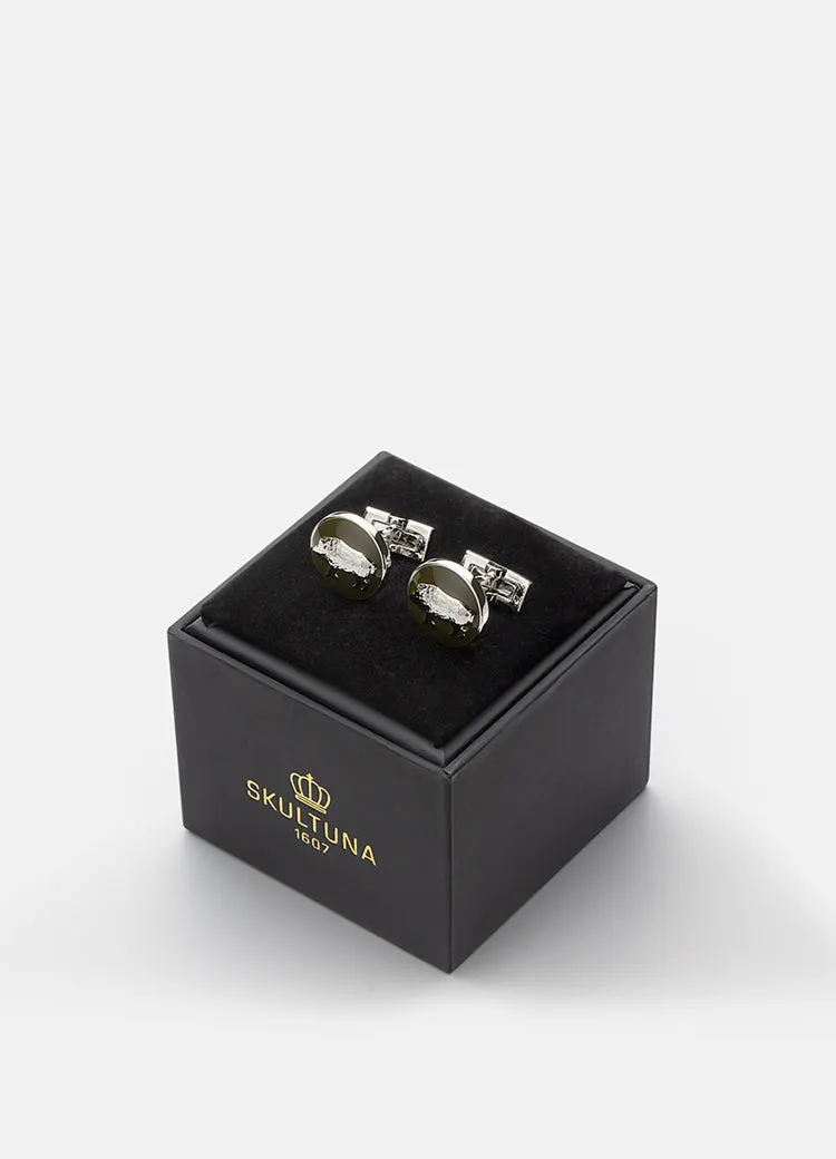 Cufflinks | The Hunter | Silver & Green | The Wild Boar
