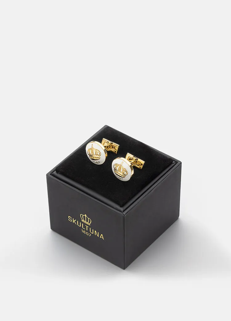 Cufflinks | The Skultuna Crown Gold | Ivory White
