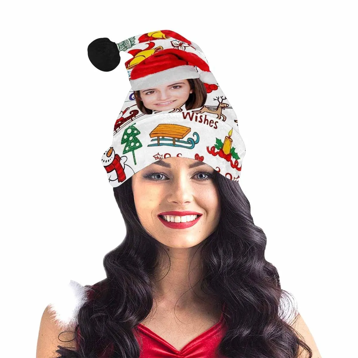 Custom Face Cute Christmas Patterns Christmas Santa Hat